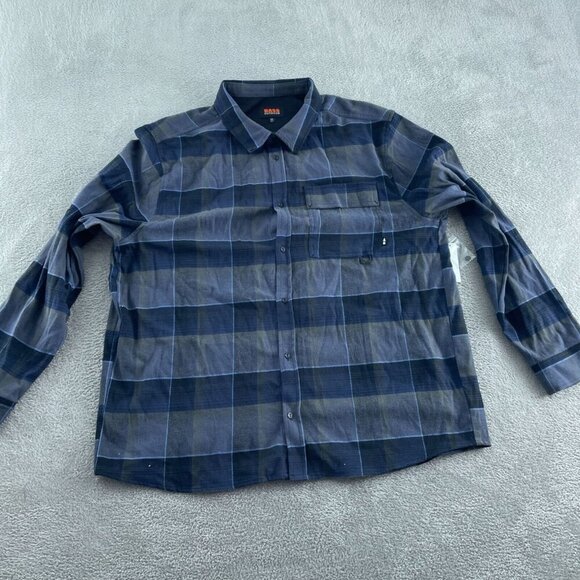 Bass Outdoor XXL Ombre Blue Stretch Flannel Shirt Long Sleeve NWT 0884 - Picture 1 of 9